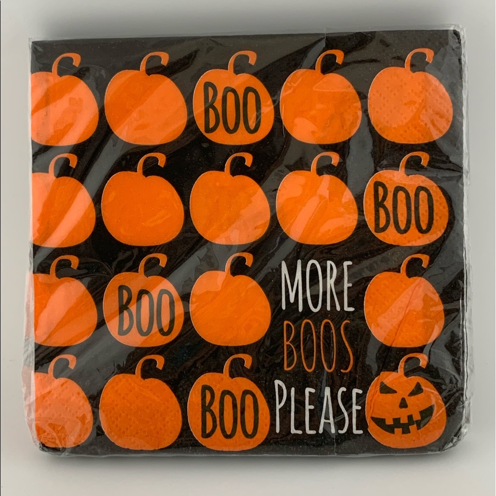 Halloween party napkins. “More Boos Please “